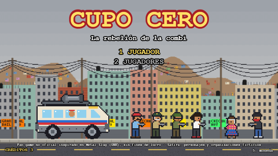 Pantalla de título de Cupo Cero